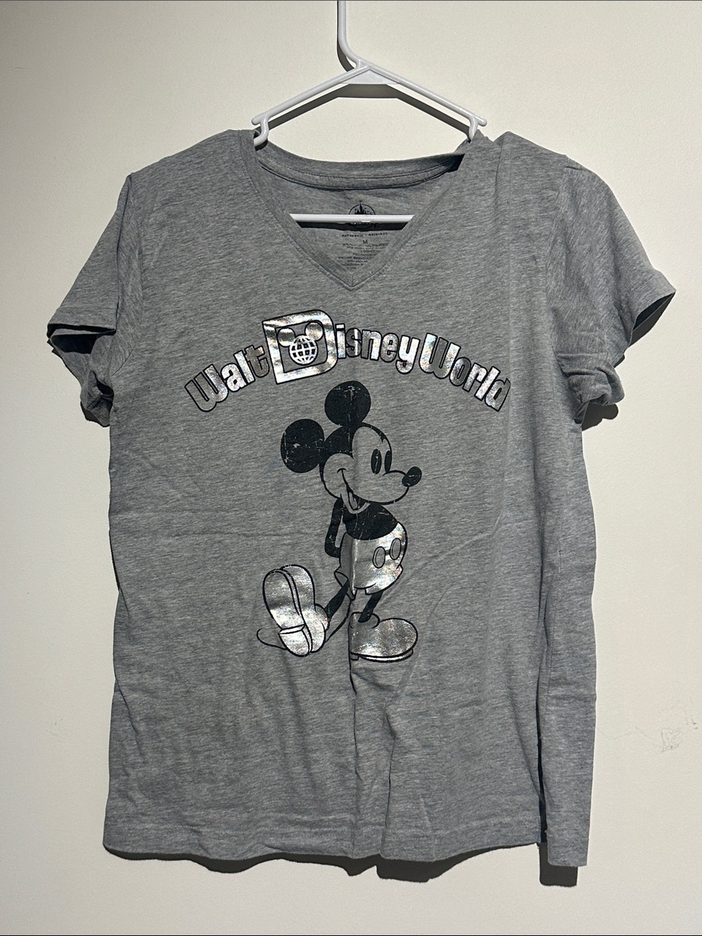 Disney Gray V-Neck Mickey Mouse Graphic Tee